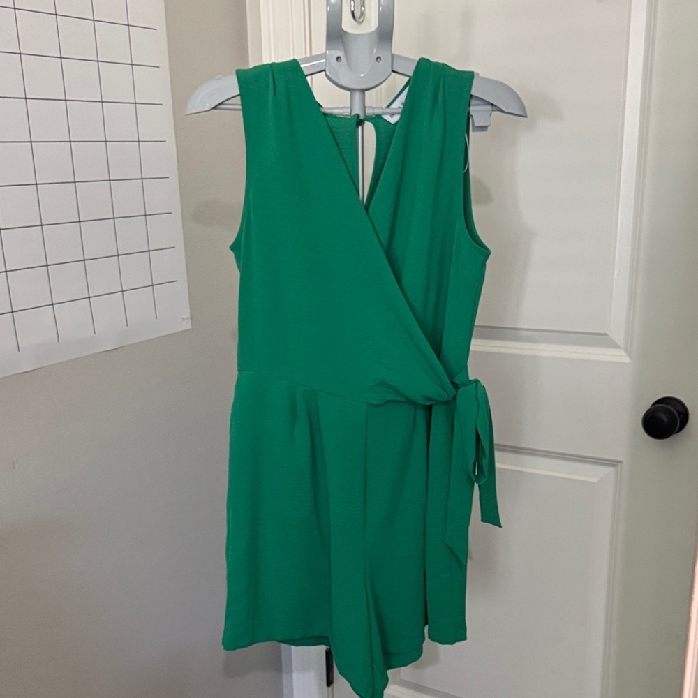 Emma & Michele Asymmetrical Green Dress